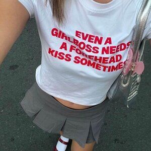 Moxi Mimi Girlboss Forehead Kiss Streetwear Trendy‎ Baby Tee Sz XL